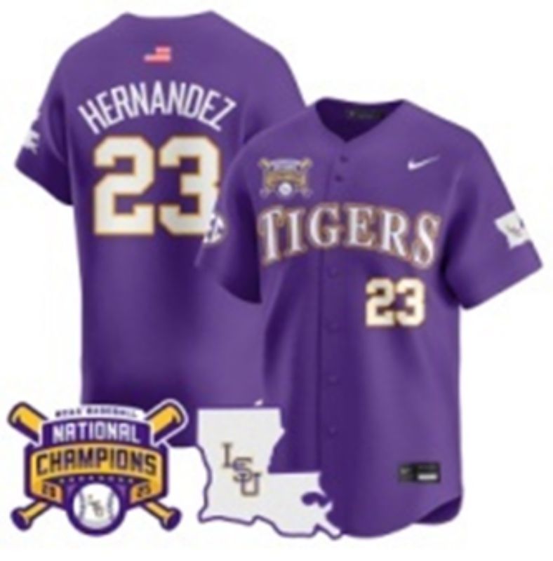 Men 2025 LSU Tigers #23 Hernandez Purple Joint Name Nike NCAA Jersey style 4->ncaa teams->NCAA Jersey